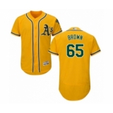 Men's Oakland Athletics #65 Seth Brown Gold Alternate Flex Base Authentic Collection Baseball Player Jersey