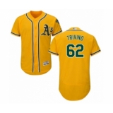Men's Oakland Athletics #62 Lou Trivino Gold Alternate Flex Base Authentic Collection Baseball Player Jersey