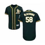 Men's Oakland Athletics #58 Paul Blackburn Green Alternate Flex Base Authentic Collection Baseball Player Jersey