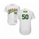 Men's Oakland Athletics #50 Mike Fiers White Home Flex Base Authentic Collection Baseball Player Jersey