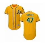 Men's Oakland Athletics #47 Frankie Montas Gold Alternate Flex Base Authentic Collection Baseball Player Jersey