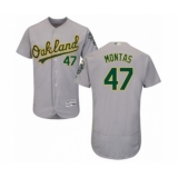 Men's Oakland Athletics #47 Frankie Montas Grey Road Flex Base Authentic Collection Baseball Player Jersey