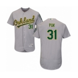 Men's Oakland Athletics #31 A.J. Puk Grey Road Flex Base Authentic Collection Baseball Player Jersey