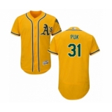 Men's Oakland Athletics #31 A.J. Puk Gold Alternate Flex Base Authentic Collection Baseball Player Jersey