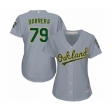 Women's Oakland Athletics #79 Luis Barrera Authentic Grey Road Cool Base Baseball Player Jersey