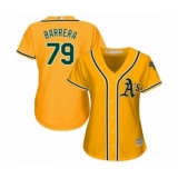 Women's Oakland Athletics #79 Luis Barrera Authentic Gold Alternate 2 Cool Base Baseball Player Jersey