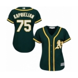 Women's Oakland Athletics #75 James Kaprielian Authentic Green Alternate 1 Cool Base Baseball Player Jersey