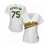 Women's Oakland Athletics #75 James Kaprielian Authentic White Home Cool Base Baseball Player Jersey