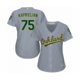 Women's Oakland Athletics #75 James Kaprielian Authentic Grey Road Cool Base Baseball Player Jersey