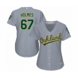 Women's Oakland Athletics #67 Grant Holmes Authentic Grey Road Cool Base Baseball Player Jersey