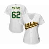 Women's Oakland Athletics #62 Lou Trivino Authentic White Home Cool Base Baseball Player Jersey
