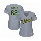 Women's Oakland Athletics #62 Lou Trivino Authentic Grey Road Cool Base Baseball Player Jersey
