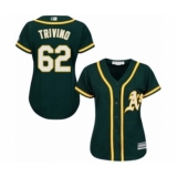 Women's Oakland Athletics #62 Lou Trivino Authentic Green Alternate 1 Cool Base Baseball Player Jersey