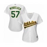 Women's Oakland Athletics #57 J.B. Wendelken Authentic White Home Cool Base Baseball Player Jersey