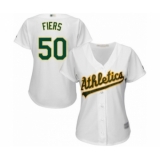 Women's Oakland Athletics #50 Mike Fiers Authentic White Home Cool Base Baseball Player Jersey