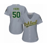 Women's Oakland Athletics #50 Mike Fiers Authentic Grey Road Cool Base Baseball Player Jersey