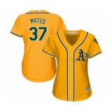 Women's Oakland Athletics #37 Jorge Mateo Authentic Gold Alternate 2 Cool Base Baseball Player Jersey