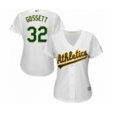 Women's Oakland Athletics #32 Daniel Gossett Authentic White Home Cool Base Baseball Player Jersey
