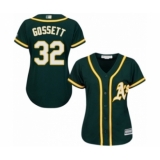 Women's Oakland Athletics #32 Daniel Gossett Authentic Green Alternate 1 Cool Base Baseball Player Jersey