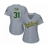 Women's Oakland Athletics #31 A.J. Puk Authentic Grey Road Cool Base Baseball Player Jersey