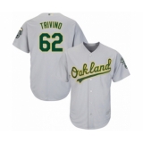 Youth Oakland Athletics #62 Lou Trivino Authentic Grey Road Cool Base Baseball Player Jersey