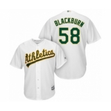 Youth Oakland Athletics #58 Paul Blackburn Authentic White Home Cool Base Baseball Player Jersey