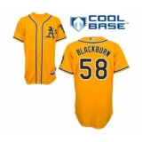 Youth Oakland Athletics #58 Paul Blackburn Authentic Gold Alternate 2 Cool Base Baseball Player Jersey