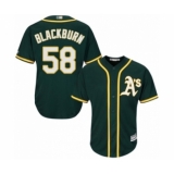 Youth Oakland Athletics #58 Paul Blackburn Authentic Green Alternate 1 Cool Base Baseball Player Jersey