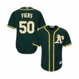 Youth Oakland Athletics #50 Mike Fiers Authentic Green Alternate 1 Cool Base Baseball Player Jersey