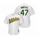 Youth Oakland Athletics #47 Frankie Montas Authentic White Home Cool Base Baseball Player Jersey