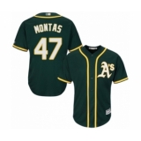 Youth Oakland Athletics #47 Frankie Montas Authentic Green Alternate 1 Cool Base Baseball Player Jersey