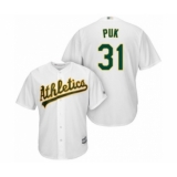Youth Oakland Athletics #31 A.J. Puk Authentic White Home Cool Base Baseball Player Jersey