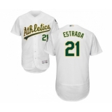 Men's Oakland Athletics #21 Marco Estrada White Home Flex Base Authentic Collection Baseball Jersey