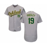 Men's Oakland Athletics #19 Josh Phegley Grey Road Flex Base Authentic Collection Baseball Jersey