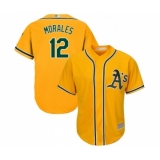 Men's Oakland Athletics #12 Kendrys Morales Replica Gold Alternate 2 Cool Base Baseball Jersey