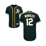 Men's Oakland Athletics #12 Kendrys Morales Green Alternate Flex Base Authentic Collection Baseball Jersey