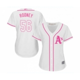Women's Oakland Athletics #56 Fernando Rodney Replica White Fashion Cool Base Baseball Jersey