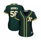Women's Oakland Athletics #56 Fernando Rodney Replica Green Alternate 1 Cool Base Baseball Jersey
