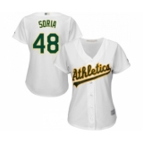 Women's Oakland Athletics #48 Joakim Soria Replica White Home Cool Base Baseball Jersey