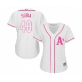 Women's Oakland Athletics #48 Joakim Soria Authentic White Fashion Cool Base Baseball Jersey