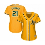 Women's Oakland Athletics #21 Marco Estrada Replica Gold Alternate 2 Cool Base Baseball Jersey