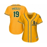 Women's Oakland Athletics #19 Josh Phegley Authentic Gold Alternate 2 Cool Base Baseball Jersey