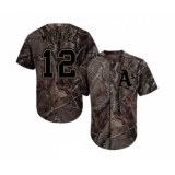 Youth Oakland Athletics #12 Kendrys Morales Authentic Camo Realtree Collection Flex Base Baseball Jersey