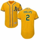 Men's Majestic Oakland Athletics #2 Tony Phillips Gold Alternate Flex Base Authentic Collection MLB Jersey