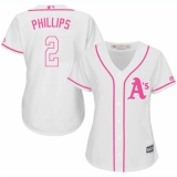 Women's Majestic Oakland Athletics #2 Tony Phillips Authentic White Fashion Cool Base MLB Jersey