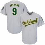 Youth Majestic Oakland Athletics #9 Reggie Jackson Replica Grey Road Cool Base MLB Jersey