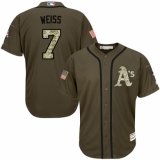 Youth Majestic Oakland Athletics #7 Walt Weiss Replica Green Salute to Service MLB Jersey