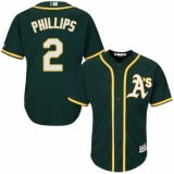 Youth Majestic Oakland Athletics #2 Tony Phillips Replica Green Alternate 1 Cool Base MLB Jersey