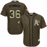 Men's Majestic Oakland Athletics #36 Terry Steinbach Replica Green Salute to Service MLB Jersey