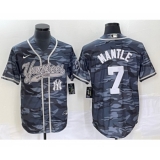 Men's New York Yankees #7 Mickey Mantle Grey Camo Cool Base Stitched Baseball Jersey1